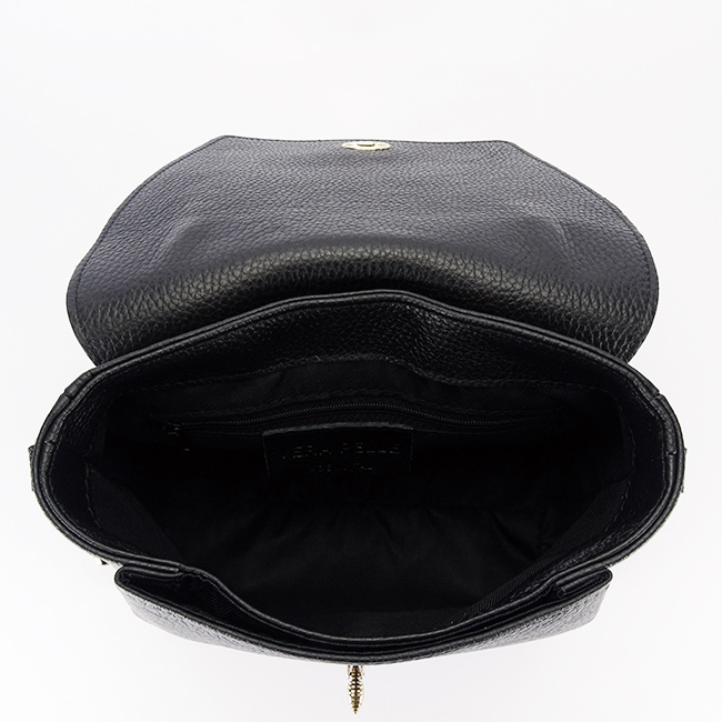 Geanta din piele naturala neagra cu brosa 1505A 123 [7]