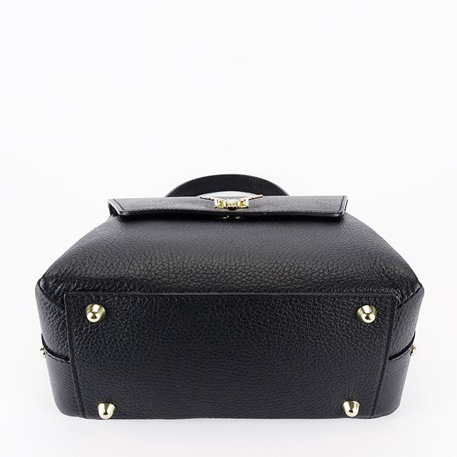 Geanta din piele naturala neagra cu brosa 1505A 123 [6]