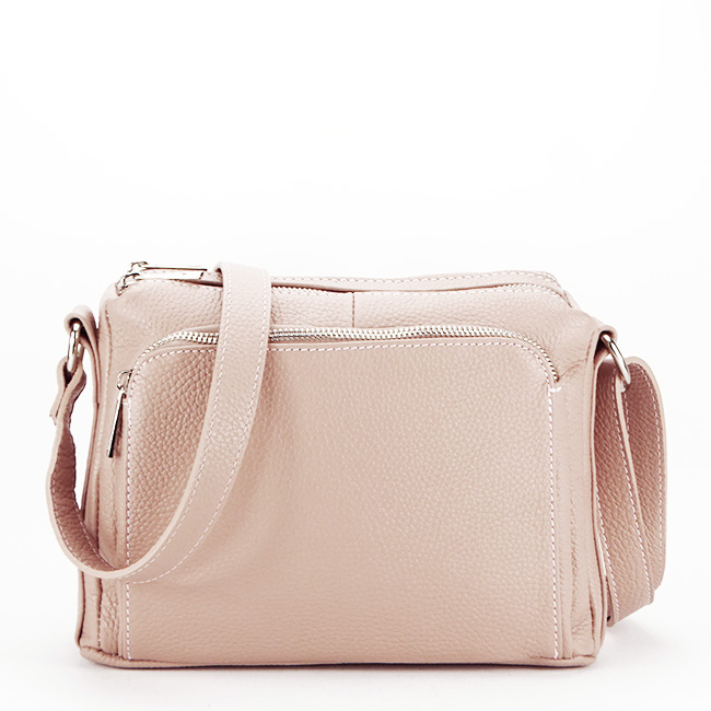 Geanta din piele naturala roz Camelia 124