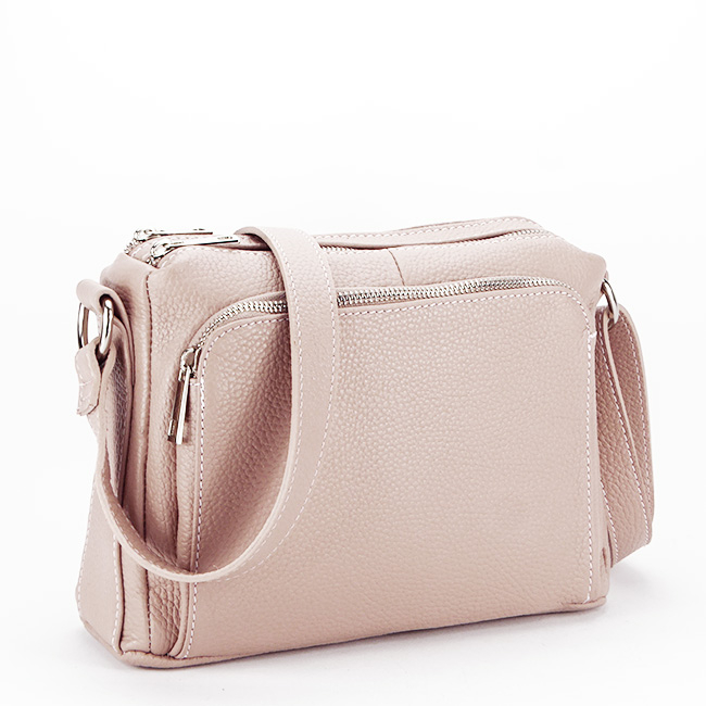 Geanta din piele naturala roz Camelia 124 [2]