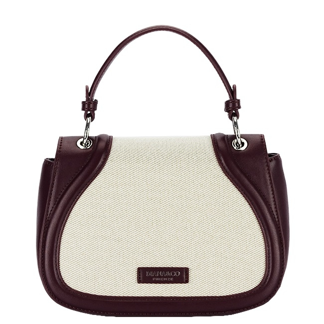 Geanta eleganta bordo cu insertie textila bej DHJ943-2 17