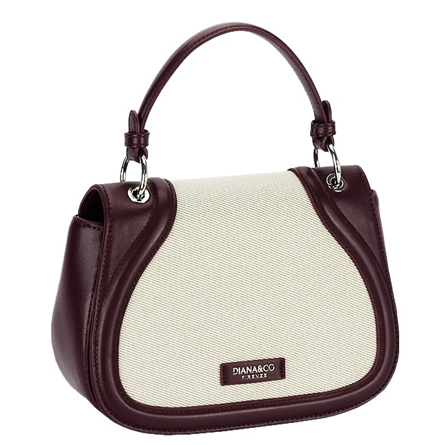 Geanta eleganta bordo cu insertie textila bej DHJ943-2 17 [4]