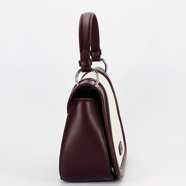 Geanta eleganta bordo cu insertie textila bej DHJ943-2 17 [5]
