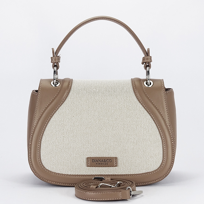 Geanta eleganta maro taupe cu insertie textila bej DHJ943-2 17 [6]