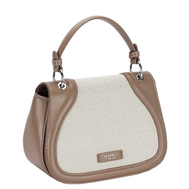 Geanta eleganta maro taupe cu insertie textila bej DHJ943-2 17 [3]