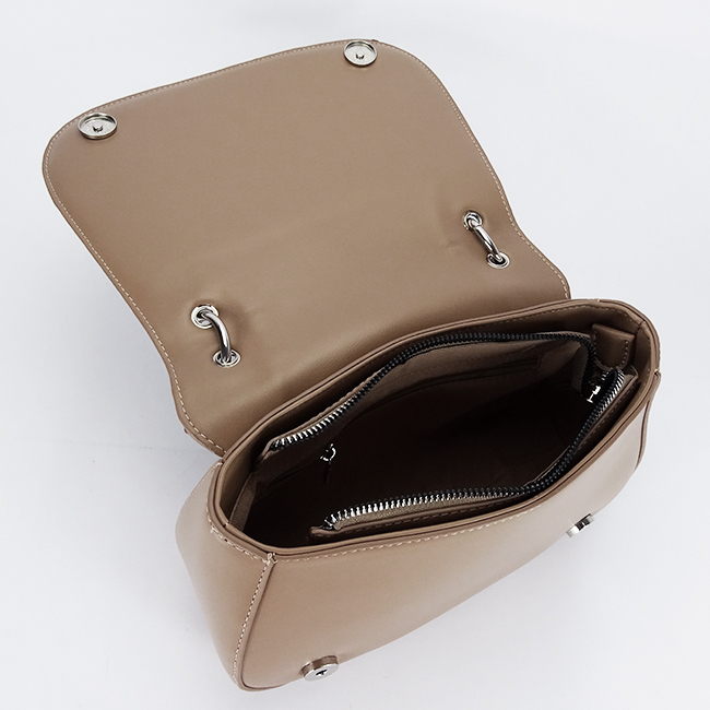 Geanta eleganta maro taupe cu insertie textila bej DHJ943-2 17 [9]