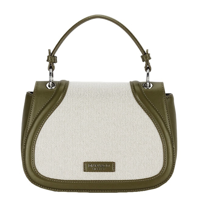 Geanta eleganta verde maslina cu insertie textila bej DHJ943-2 17