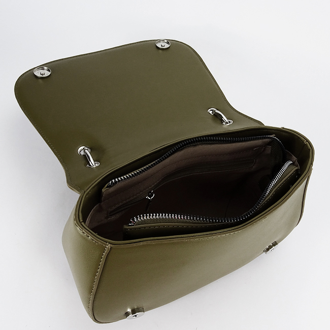 Geanta eleganta verde maslina cu insertie textila bej DHJ943-2 17 [9]