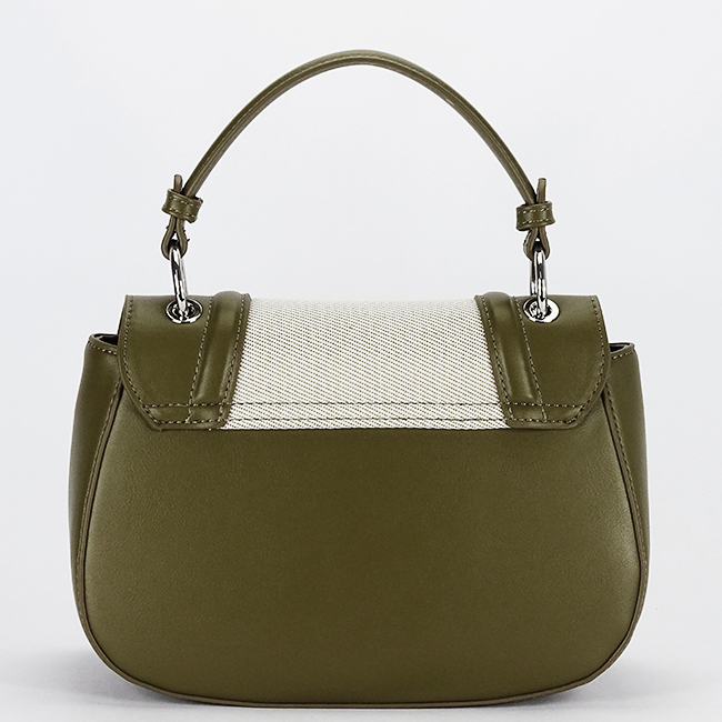 Geanta eleganta verde maslina cu insertie textila bej DHJ943-2 17 [5]