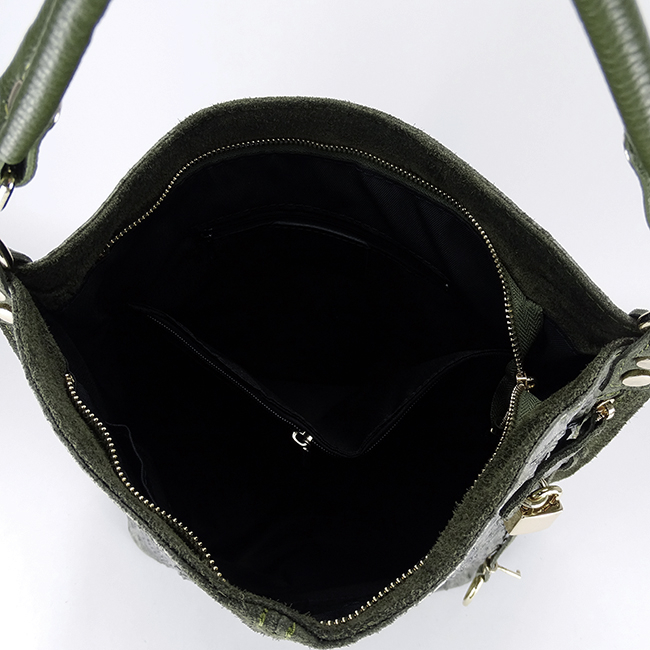 Geanta kaki din piele naturala cu imprimeu reptila 1915 M9 [8]