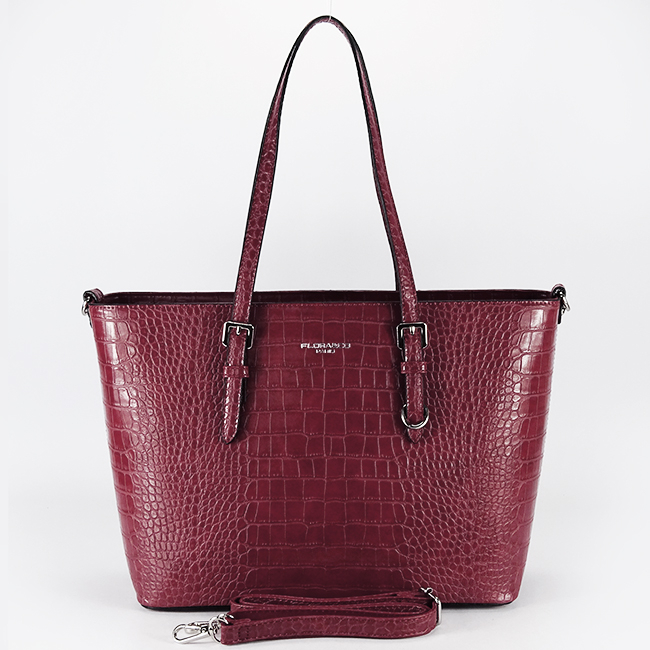 Geanta mare bordeaux cu imprimeu reptila X9527 M13 [5]