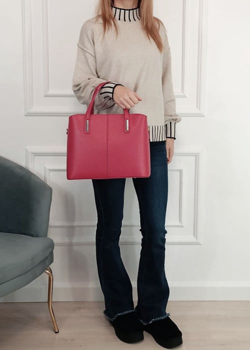 Geanta mare din piele naturala 8922 M6 Rosu [2]