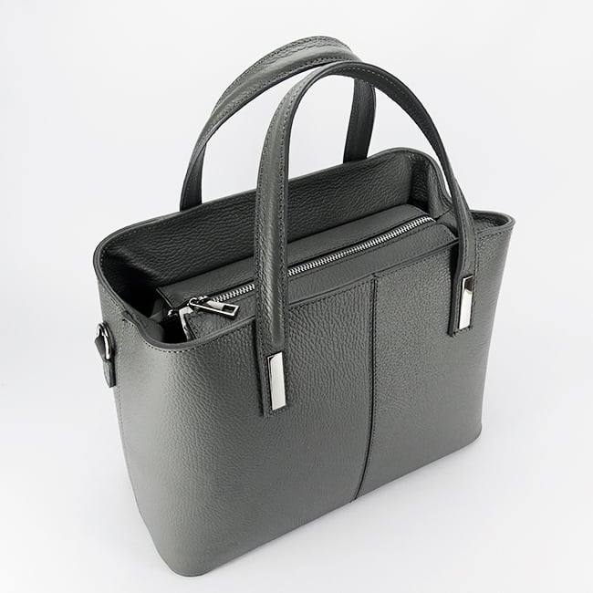 Geanta mare gri din piele naturala 8922 130