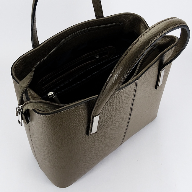 Geanta mare taupe inchis din piele naturala 8922 130 [9]