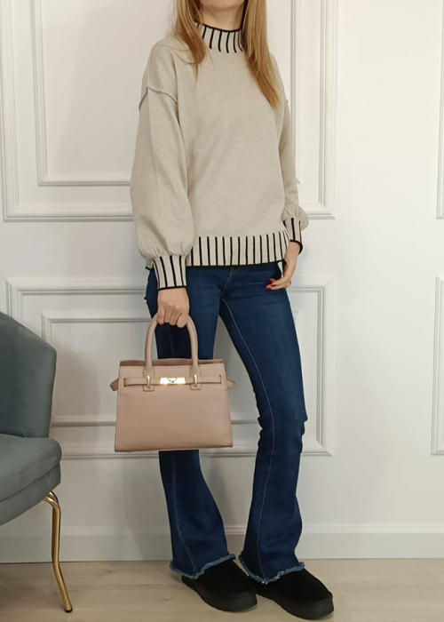 Geanta medie roz deschis din piele naturala 1727 122 [2]