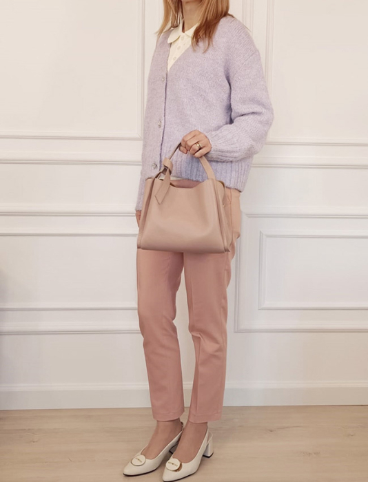 Geanta medie roz deschis din piele naturala 8905 128 [2]