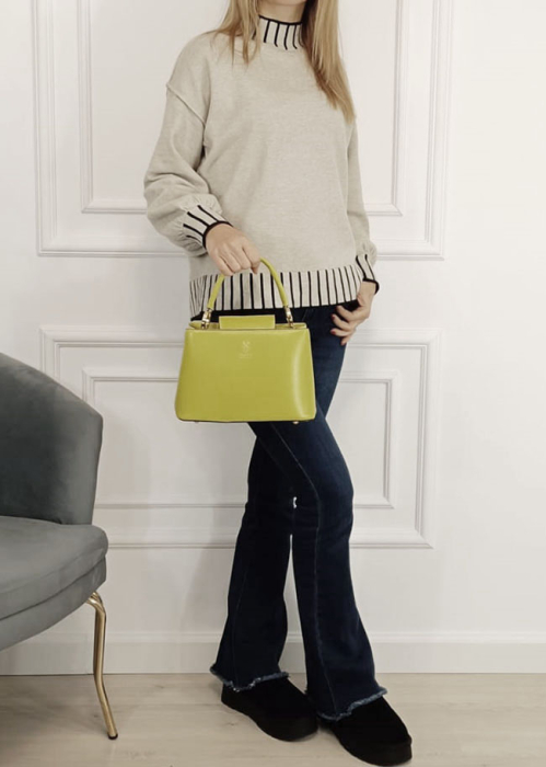 Geanta medie verde lime din piele naturala 8950 119 [2]