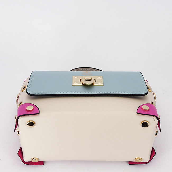 Geanta multicolora din piele naturala 1616 131 Crem [6]