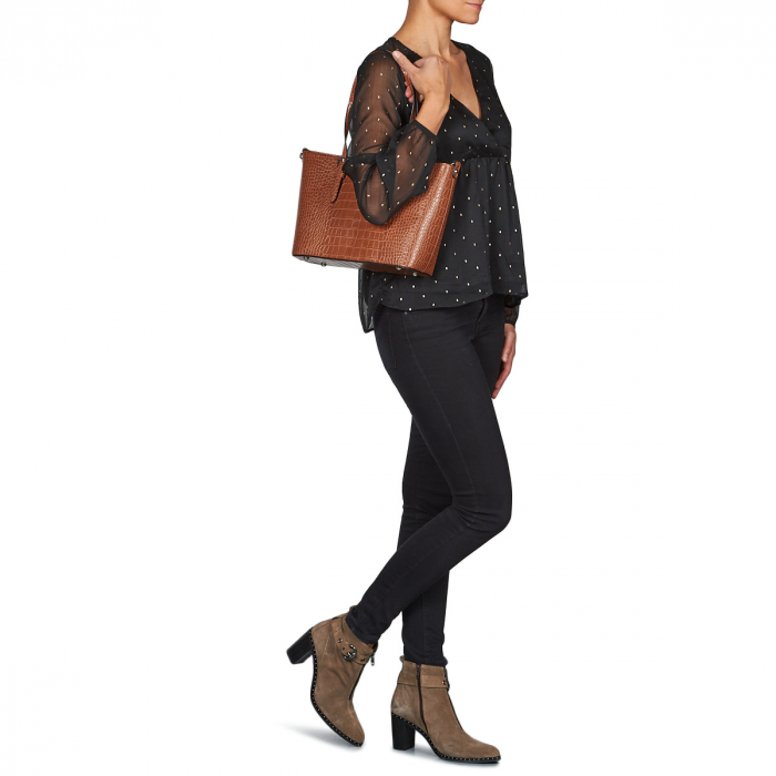 Geanta neagra cu print reptila X9530 11 [11]