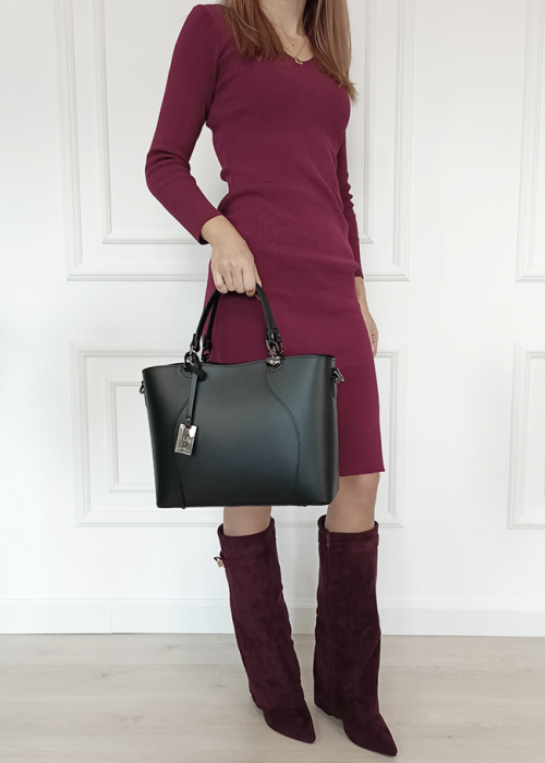 Geanta neagra din piele naturala 1424A 125 [2]