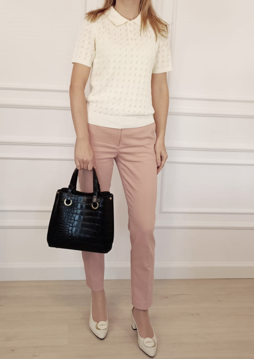 Geanta neagra din piele naturala cu imprimeu de reptila 8916 129 [2]