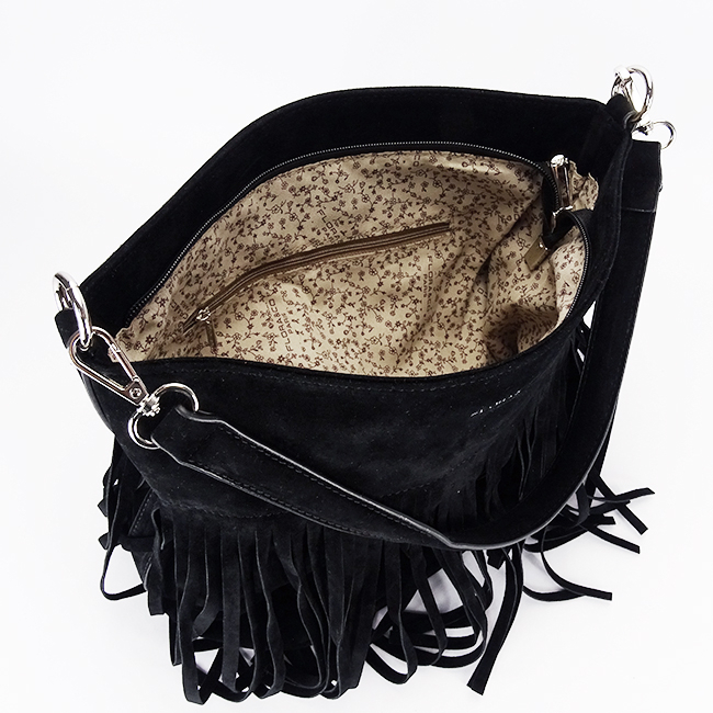 Geanta neagra Flora&CO Paris cu franjuri F7515 14 [10]