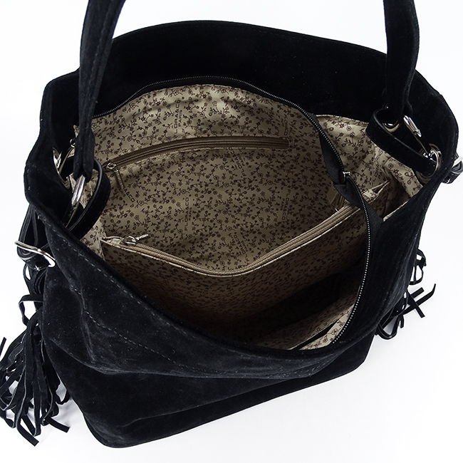 Geanta neagra Flora&CO Paris cu franjuri F7518 M4 [8]