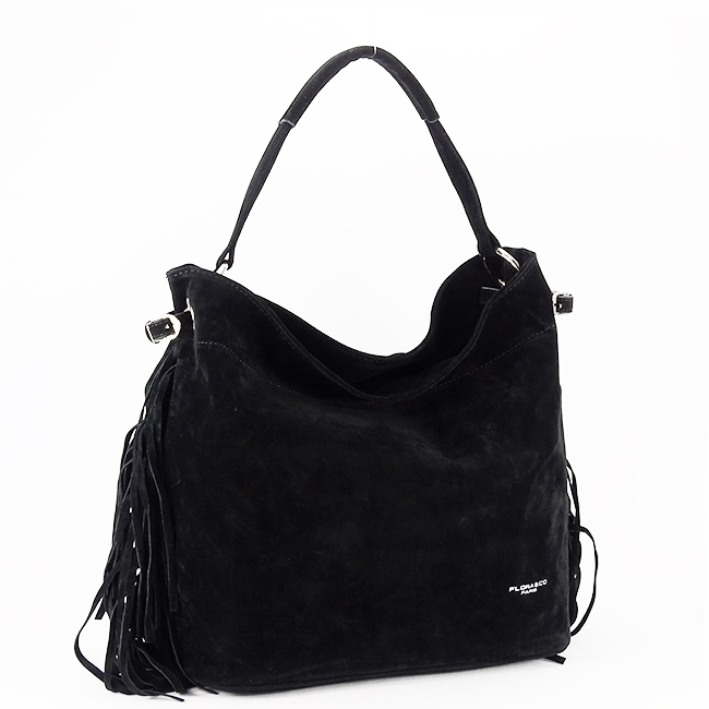 Geanta neagra Flora&CO Paris cu franjuri F7518 M4 [2]