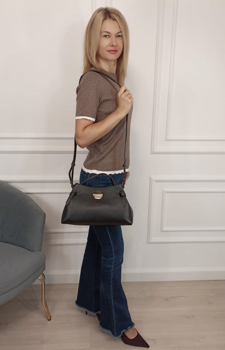 Geanta neagra medie din piele naturala 8900 127 [2]