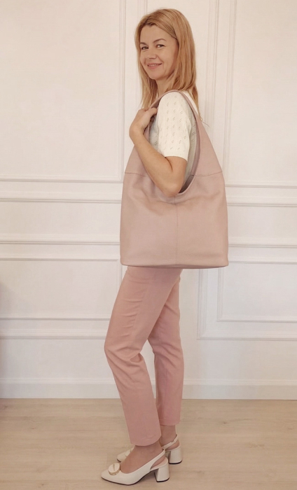 Geanta roz deschis din piele naturala 8924 127 [2]