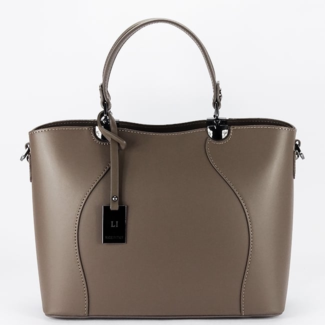 Geanta taupe din piele naturala 1424A 125