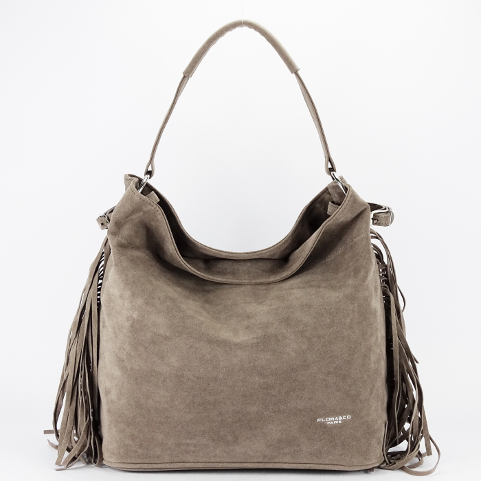 Geanta taupe FloraCO Paris cu franjuri F7518 M4