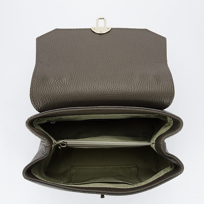 Geanta taupe inchis din piele naturala 1736 131 [8]