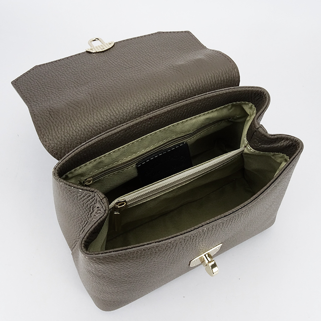 Geanta taupe inchis din piele naturala 1736 131 [9]