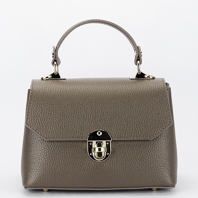 Geanta taupe inchis din piele naturala 1736 131