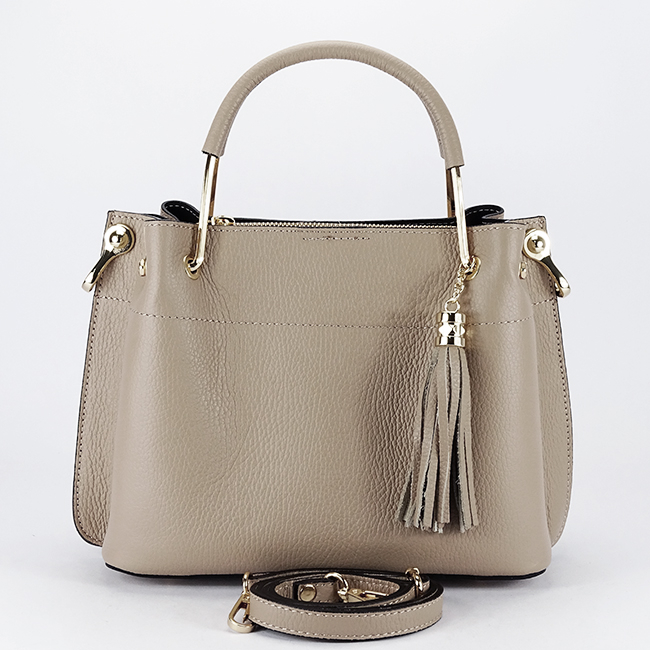 Geanta taupe deschis medie din piele naturala 8939 122 [6]