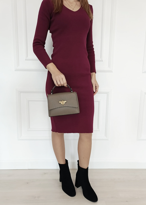 Geanta taupe mica din piele naturala 1523 120 [11]