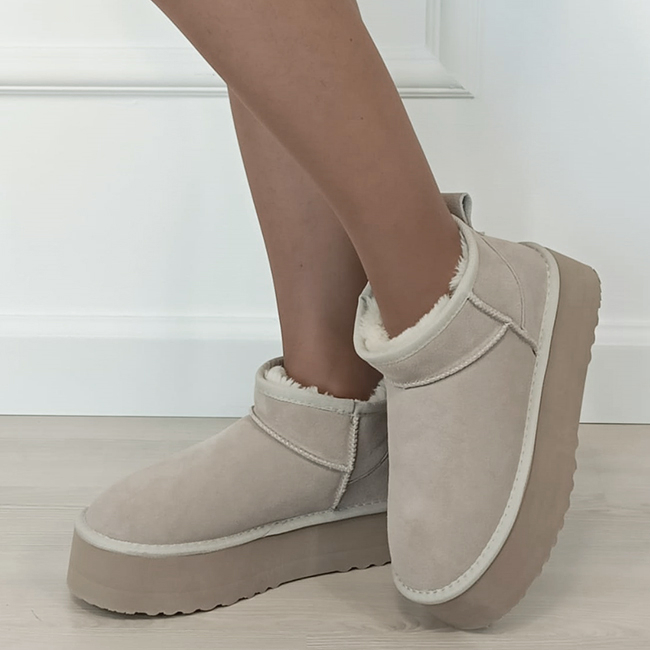 Ghete bej din piele naturala 6391 113