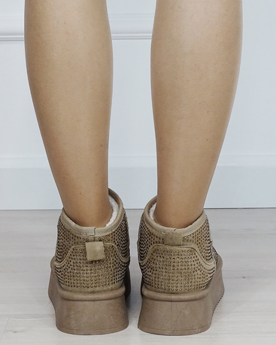 Ghete dama kaki cu pietricele PU-15 M4 [4]