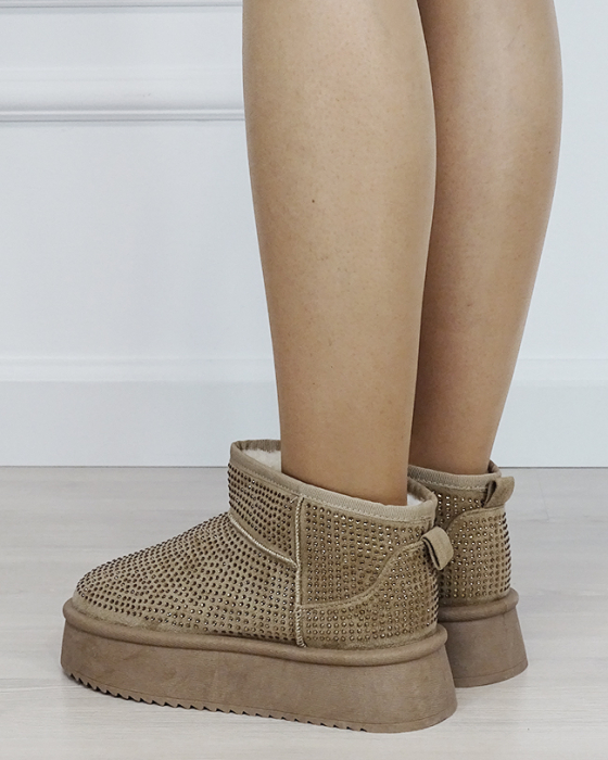 Ghete dama kaki cu pietricele PU-15 M4 [3]