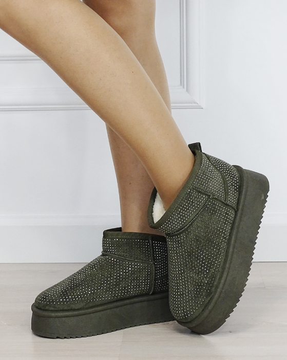 Ghete dama verde oliv cu pietricele argintii PU-15 M4 [2]