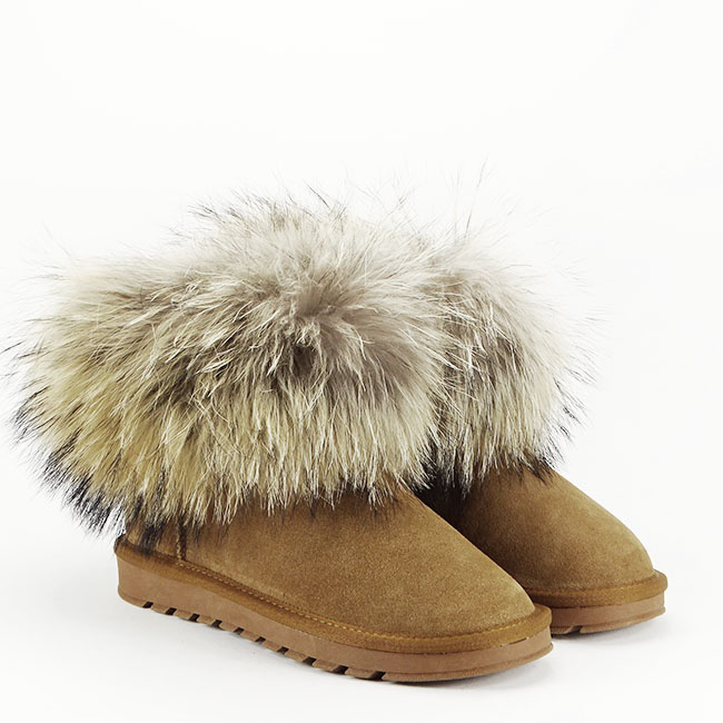 Ghete din piele naturala camel cu blanita Carina 19 [4]