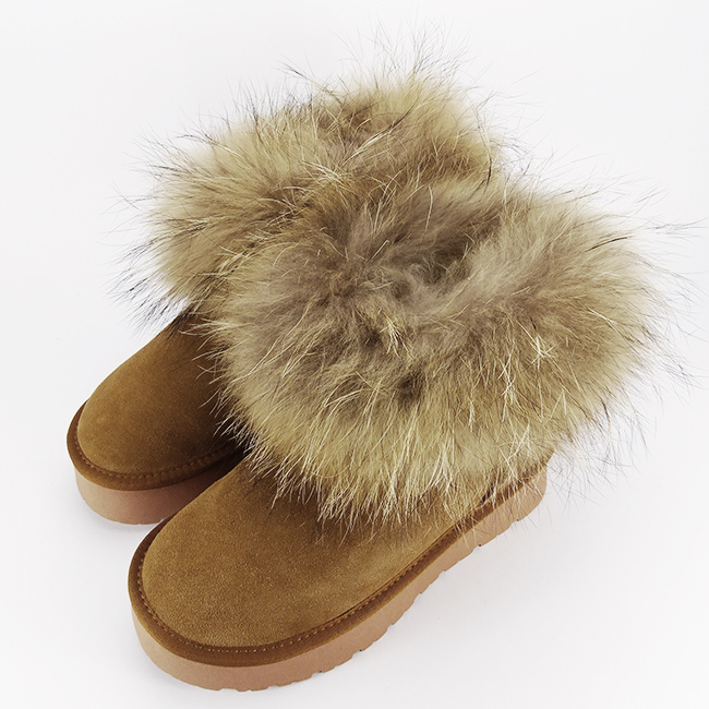 Ghete din piele naturala camel cu blanita naturala W5893 19 [8]