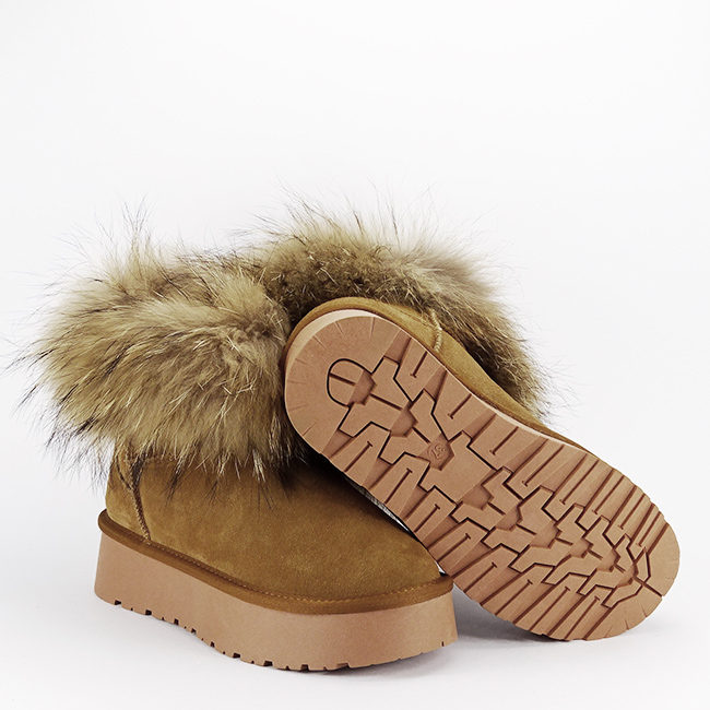 Ghete din piele naturala camel cu blanita naturala W5893 19 [7]