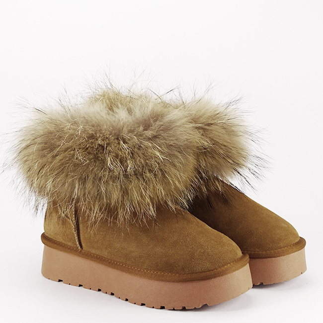 Ghete din piele naturala camel cu blanita naturala W5893 19 [6]