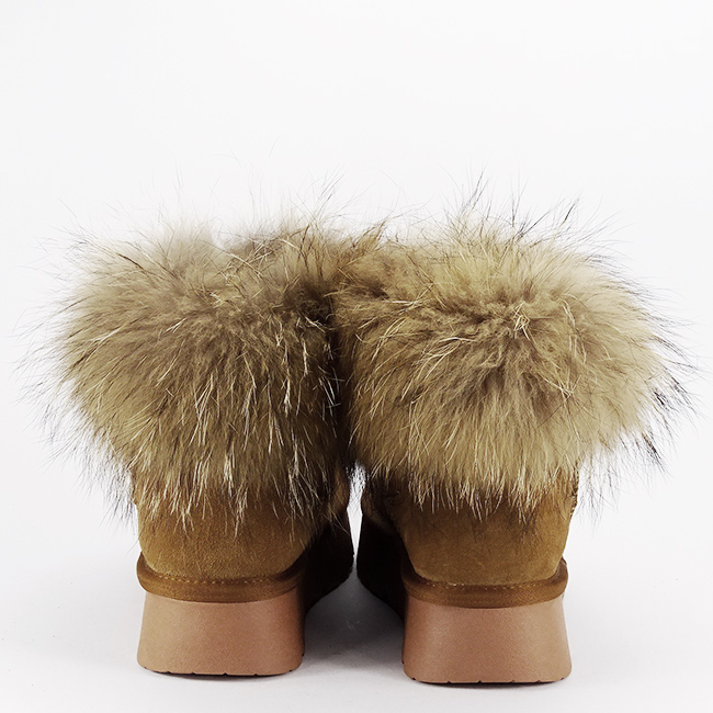 Ghete din piele naturala camel cu blanita naturala W5893 19 [4]