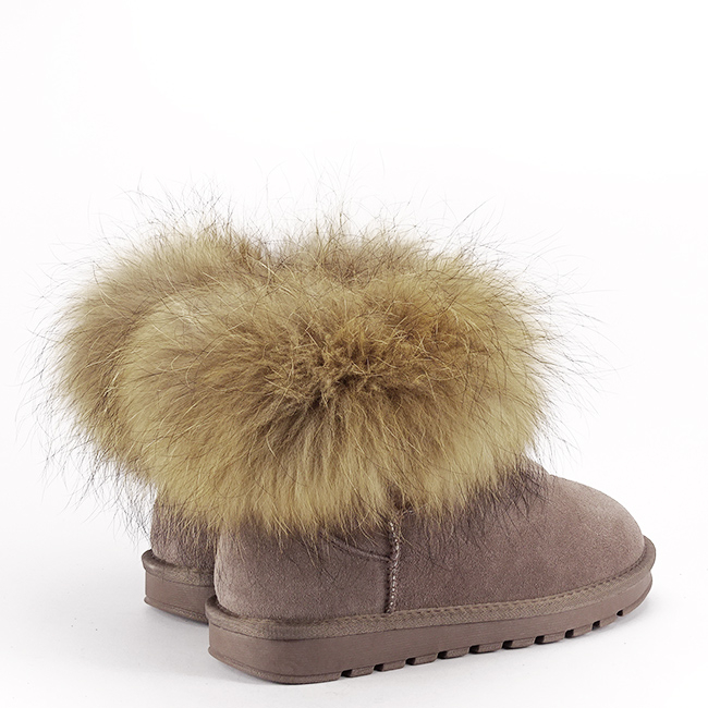 Ghete din piele naturala kaki cu blanita Carina 19 [5]