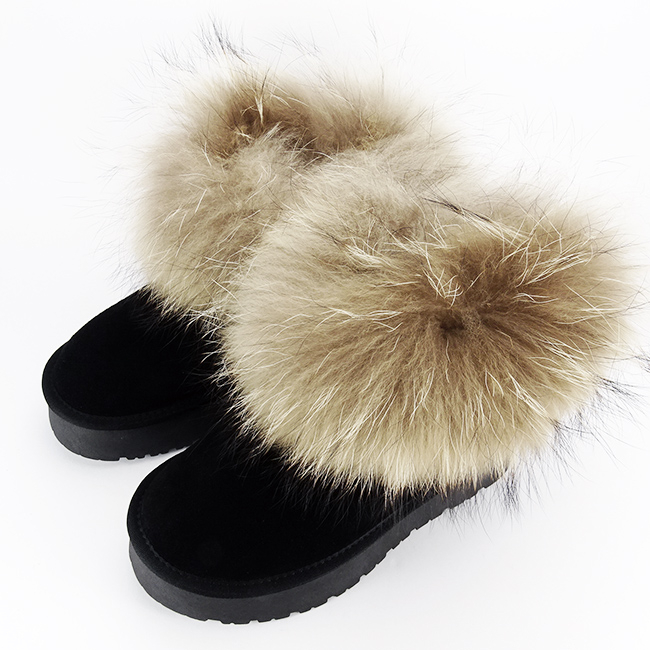 Ghete din piele naturala negre cu blanita naturala W5893 19 [8]