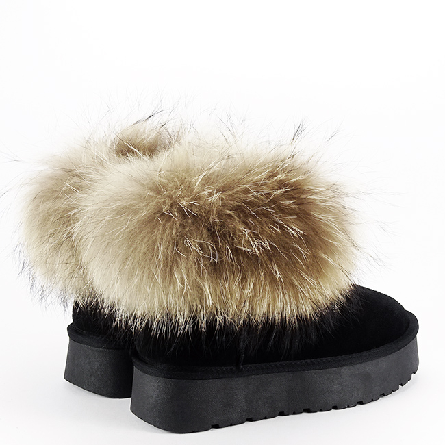 Ghete din piele naturala negre cu blanita naturala W5893 19 [5]