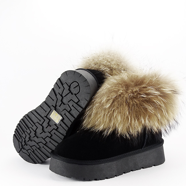 Ghete din piele naturala negre cu blanita naturala W5893 19 [7]